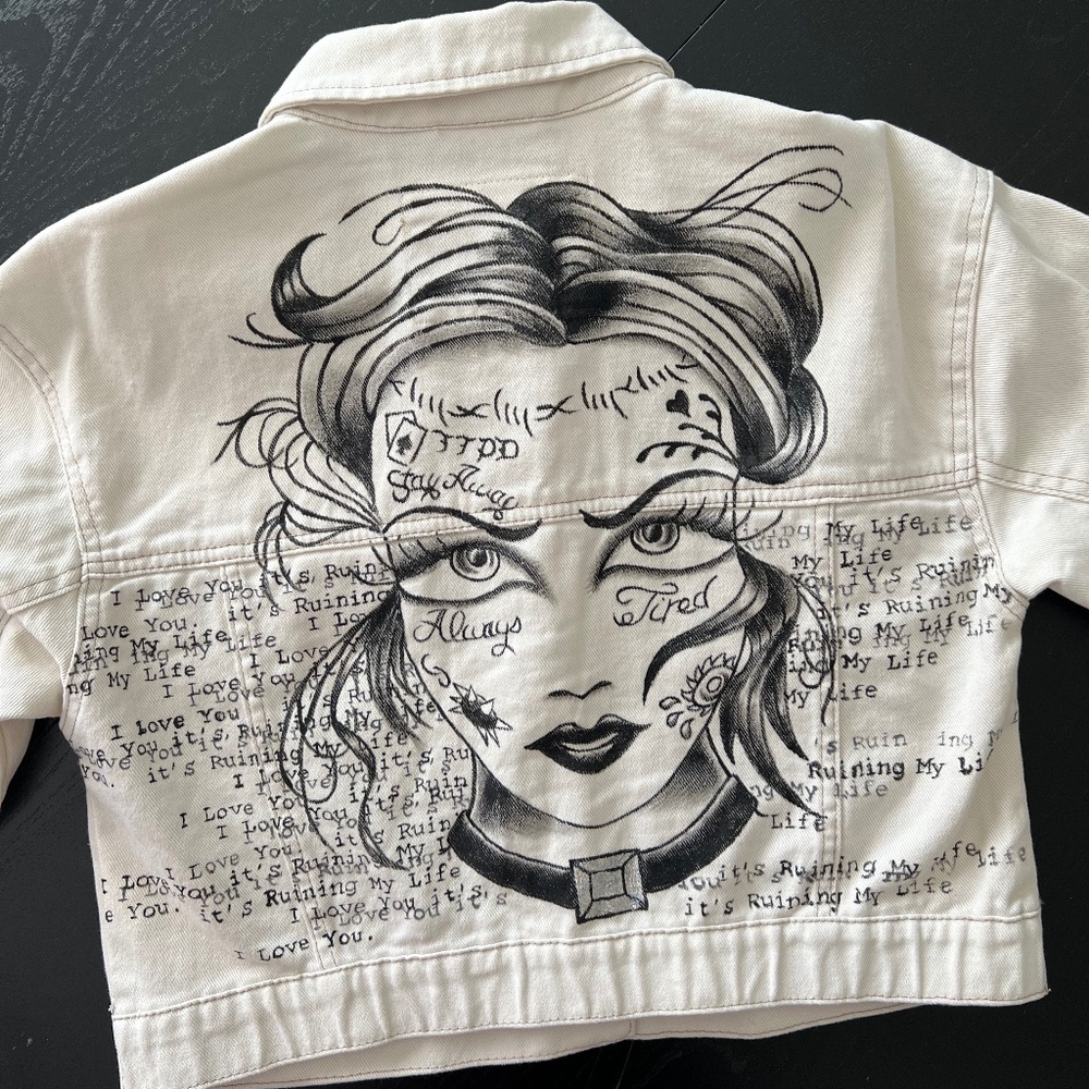 Taylor Swift Denim Jacket hand painted custom fan art apparel